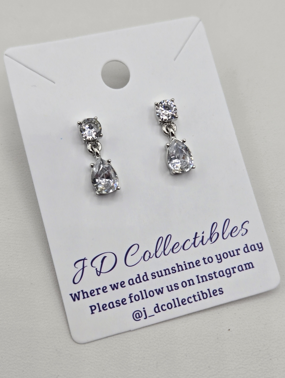 Swarovski Crystal Elements Silver Teardrop Earrings Clear 3/4 inch Drop Bridal